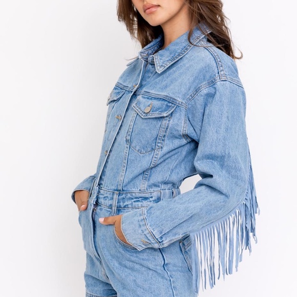 Hampstead Denim Fringe Romper - Picture 5 of 7